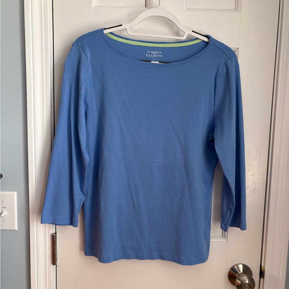 Talbots 3/4 sleeve perwinkle top, Size L